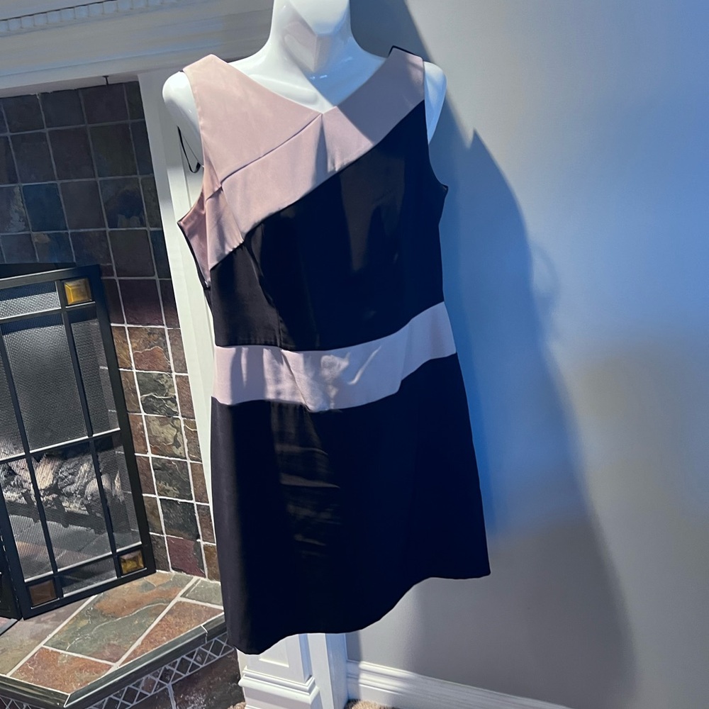 dressbarn Asymmetrical Dress in Black and Pink